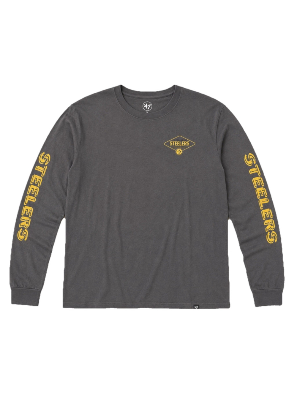 ‘47 Pittsburgh Steelers Long Sleeve T-Shirt Men’s 3XL Gray and Yellow New